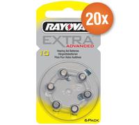 Lot de 20 piles pour appareils auditifs Rayovac type 10 (jaune) - 120 piles
