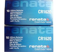 Lot de 20 Piles RENATA CR1620 - Single Blister - 3V Lithium