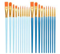 Lot de 20 pinceaux de Peinture en Nylon pour Peinture Acrylique, Huile, Aquarelle, Gouache, Visage pour Enfants et Adultes (Bleu foncé + Bleu Ciel)
