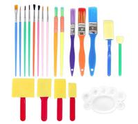 Lot de 20 pinceaux de peinture pour enfants, pinceaux d'art, outils de peinture pour débutants, poils de brosse, pinceaux de peinture, adaptés pour la peinture des enfants et les projets d'art