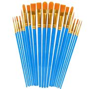Lot de 20 pinceaux en Nylon pour Aquarelle, Acrylique et Peinture à l'huile, 10 pinceaux de différentes Tailles pour Artistes, pinceaux de Peinture pour débutants, Artistes