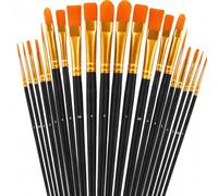 Lot de 20 pinceaux en Nylon pour Aquarelle, Acrylique et Peinture à l'huile - Lot de 10 pinceaux de différentes Tailles pour Artistes - pour débutants, Artistes (Noir)