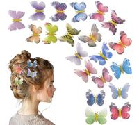 Lot de 20 pinces à cheveux papillon pour femmes et enfants avec effet 3D et paillettes pour mariage