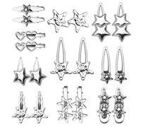 Lot de 20 pinces à cheveux Y2K en forme d'étoile - Antidérapantes - Pour cheveux épais, émo, grunge, punk - Accessoires tendance des années 2000