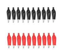 Lot de 20 pinces crocodiles de taille moyenne - Noir et rouge - Pour bottes isolées - Pour tester, mesurer et inspecter