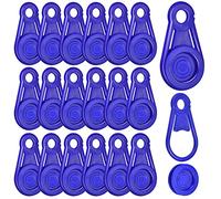 Lot de 20 pinces de bâche, clips mobiles pour auvent en plein air, tente, auvent, bannière, couverture de piscine, clips en plastique bleu