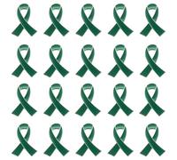 Lot de 20 pin's en forme de ruban vert pour la sensibilisation au cancer du sein et à la santé mentale - Badges d'espoir en émail - Bijoux pour les œuvres caritatives publiques et sociales