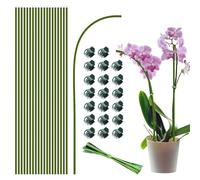 Lot de 20 piquets de 40 cm pour plantes de jardin pliables à tige unique pour plantes d'intérieur et d'extérieur, plantes en pot, fleurs, orchidée, pivoine, rose