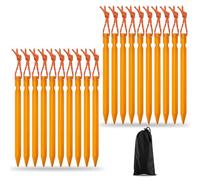 Lot de 20 piquets de tente de 18 cm - En aluminium - Résistants aux tempêtes - Avec corde réfléchissante - Accessoires pour le camping, les voyages, la plage