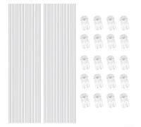 Lot de 20 piquets en acrylique avec 20 clips pour support de tige et guide de croissance des orchidées, tomates et fleurs (45 cm)
