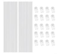 Lot de 20 piquets en acrylique avec clips pour soutenir les plantes en pot, y compris les fleurs et les jeunes arbres, aider les plantes à pousser debout et stable (45 cm)