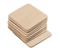 Lot de 20 planches de bois brut de 10 cm, copeaux de bois ronds et carrés, matériau pour peinture, pyrogravure, modèle architectural, décoration d'intérieur (20 carrés arrondis)