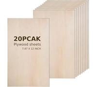 Lot de 20 planches de contreplaqué de 30,5 x 20,3 x 0,21 cm - Feuilles de bois de tilleul fines parfaites pour les travaux manuels, les projets scolaires et les projets de bricolage, feuilles de