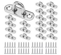 Lot de 20 Plaque à Oeil en Acier Inoxydable, M5 Plaques à œIllets avec 40 Vis, Fixation Plafond Acier Inoxydable 304, Crochet Métal Forme U pour Suspendre des Objets, Crochet de Fixation, Argent