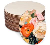 Lot de 20 plaques de bois de bricolage rondes en bois naturel - 20 x 20 cm - Plaques de bois pour travaux manuels, contreplaqué non traité, 3 mm d'épaisseur, panneaux ronds en contreplaqué pour