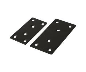 Lot de 20 plaques de réparation plates en acier inoxydable noir pour réparation de meubles en bois - Supports droits 80 x 40 mm, 100 x 50 mm, 6 trous fraisés de 1,8 mm d'épaisseur, finition brossée