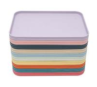 Lot de 20 plateaux de service rectangulaires en polypropylène et fibre végétale naturelle - 10 couleurs - 31 x 22 cm - Pour cuisine, hôtel, école