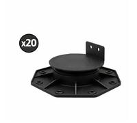 Lot de 20 plots 18-30mm pour terrasse bois et composite - L: 148 mm - l: 148 mm - Noir