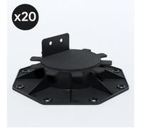 Lot de 20 plots 30-60 mm pour terrasse bois et composite - L: 151 mm - l: 151 mm - Noir