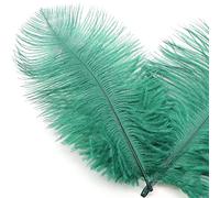 Lot de 20 plumes d'autruche naturelles de 15 à 20 cm - Pour travaux manuels, attrape-rêves, décoration de maison, costumes, décoration de table, mariage, fête, chapeau, vêtements - Vert foncé