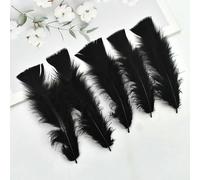 Lot de 20 plumes noires teintées, plumes d'oie, de coq, d'autruche, de faisan, pour la fabrication de bijoux, pour l'artisanat, le carnaval, 10-15 cm