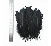Lot de 20 plumes noires teintées, plumes d'oie, de coq, d'autruche, de faisan, pour la fabrication de bijoux, pour l'artisanat, le carnaval, 15-20 cm