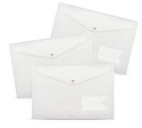 Lot de 20 Pochette Plastique A4 Transparentes - Pochette A4 Épaissie avec Bouton Pression et Rabat - Pochettes pour Organisation de Documents avec Porte-Cartes