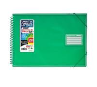 Lot de 20 pochettes avec spirales et couvercles rigides avec bandes latérales renforcées et fermeture en caoutchouc avec identifiant Colorline par Office Box (A4+ Horizontal - Vert foncé)