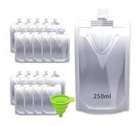Lot de 20 pochettes en aluminium pour boissons de 250 ml avec bouchons à visser, résistance à la chaleur 100 °C, congélation -20 °C, bonne protection contre la lumière, résistant à l'humidité et