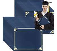 Lot de 20 pochettes en papier pour certificats, couvertures de documents avec bordure dorée, certificats d'honneur pour récompense,diplômes de remise de diplôme (bleu, 21,6 x 27,9cm-20PCS)