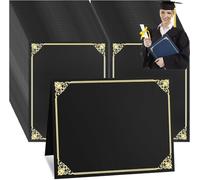 Lot de 20 pochettes en papier pour certificats, couvertures de documents avec bordure dorée, certificats d'honneur pour récompense,diplômes de remise de diplôme (noir, 21,6 x 27,9cm-20PCS)