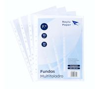 Lot de 20 pochettes perforées en polypropylène 100% recyclable pour documents à grande ouverture, dos renforcé (Folio - 90 microns - Transparent)