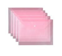 Lot de 20 pochettes transparentes for documents A4, classeurs à boutons, for examens, test, dossiers données et contrats pour Documents(Pink)