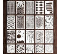 Lot de 20 pochoirs abstraits, réutilisables, géométriques, en plastique, pour texture, bricolage, feuilles d'étoile, pour bois, murs, toile, meubles