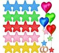 Lot de 20 poids et rubans de ballons colorés pour ballons à l'hélium, pendentifs de ballons en plastique, fournitures de fête d'anniversaire, de mariage et de célébration (étoile)