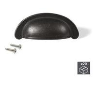 Lot de 20 poignées Marrakech EMUCA en zamak finition noir avec entraxe 64 mm - 9160114 Peint en noir G