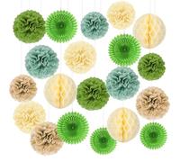 Lot de 20 pompons décoratifs verts en papier à suspendre, décoration de mariage et de persil, décoration d'anniversaire pour femme, article de fête pour baptême et fiançailles