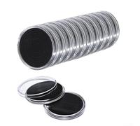 Lot de 20 porte-capsules translucides avec joint noir réglable pour pièces de monnaie de 17 mm à 46 mm