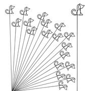 Lot de 20 porte-cartes en forme de fleur dorée, piques florales en fil métallique de 30,5 cm, porte-pioches