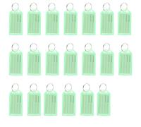Lot de 20 porte-clés avec étiquettes colorées avec anneaux fendus pour clés, étiquettes de porte-clés avec anneau pour bagages, nom d'animal de compagnie et bureau, vert