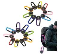 Lot de 20 porte-clés boussole - Mini boussole avec mousqueton - Multifonctions - Pour le camping, la randonnée, l'alpinisme et le sac à dos (multicolore)