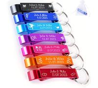 Lot de 20 porte-clés décapsuleurs personnalisables en aluminium coloré, format poche, pour fête de mariage, cadeaux de mariage pour invités