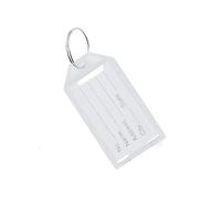 Lot de 20 porte-clés en plastique avec anneau fendu pour clés, bagages, bagages, articles personnels (blanc)