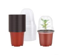 Lot de 20 pots de fleurs en plastique avec trous de drainage et dômes d'humidité pour intérieur et extérieur