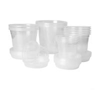 Lot de 20 pots de pépinière en plastique transparent avec trous de drainage et soucoupes pour cultiver des plantes, orchidées, plantes grasses et herbes aromatiques