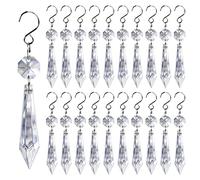 Lot de 20 prismes de lustre transparents en forme de stalactite, 55 mm, cristaux de rechange pour lustres avec crochets pour fenêtres, décoration de lampe de mariage