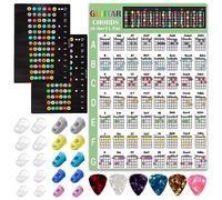 Lot de 20 protège-doigts en silicone pour guitare, basse, ukulélé avec 2 autocollants pour touche de guitare et tableau d'accords de guitare