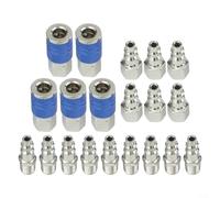 Lot de 20 raccords rapides professionnels en acier NPT de 6,35 mm, 5 connecteurs femelles, 15 mâles, kit argenté robuste pour assemblage de tuyau d'air