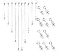 Lot de 20 rallonges de chaîne à fermeture magnétique réglable en acier inoxydable pour bracelet, collier, bricolage, fabrication de bijoux, 6 cm | 7,3 cm | 10,6 cm | 13 cm | 15,8 cm, Métal non