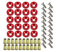 Lot de 20 rondelles de pare-chocs en aluminium - Boulons en acier inoxydable - Écrous à riveter - Kit de carénage de moteur (rouge)